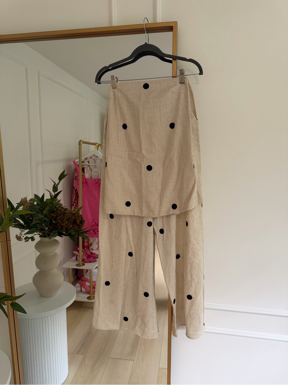 NWOT Showpo Beige Polka Dot Two-Piece Pant Set - Picture 5 of 8